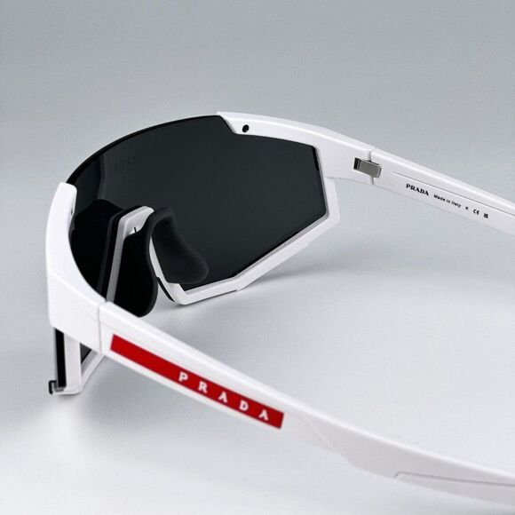 NEW Prada PS04WSF TWK06F White Rubber Dark Grey Rectangle Unisex Sunglasses - Picture 10 of 11